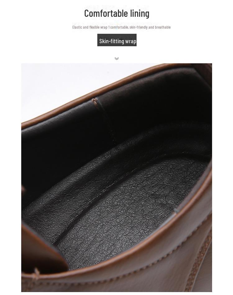 Men's Retro Leather Lace-Up Shoes - Handmade, Soft Bottom, Breathable, Business Casual