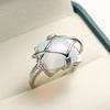 New Fashion Female Rings  Sterling Silver Square Natural White Opal Rings for Women Wedding Statement  Gift Brincos