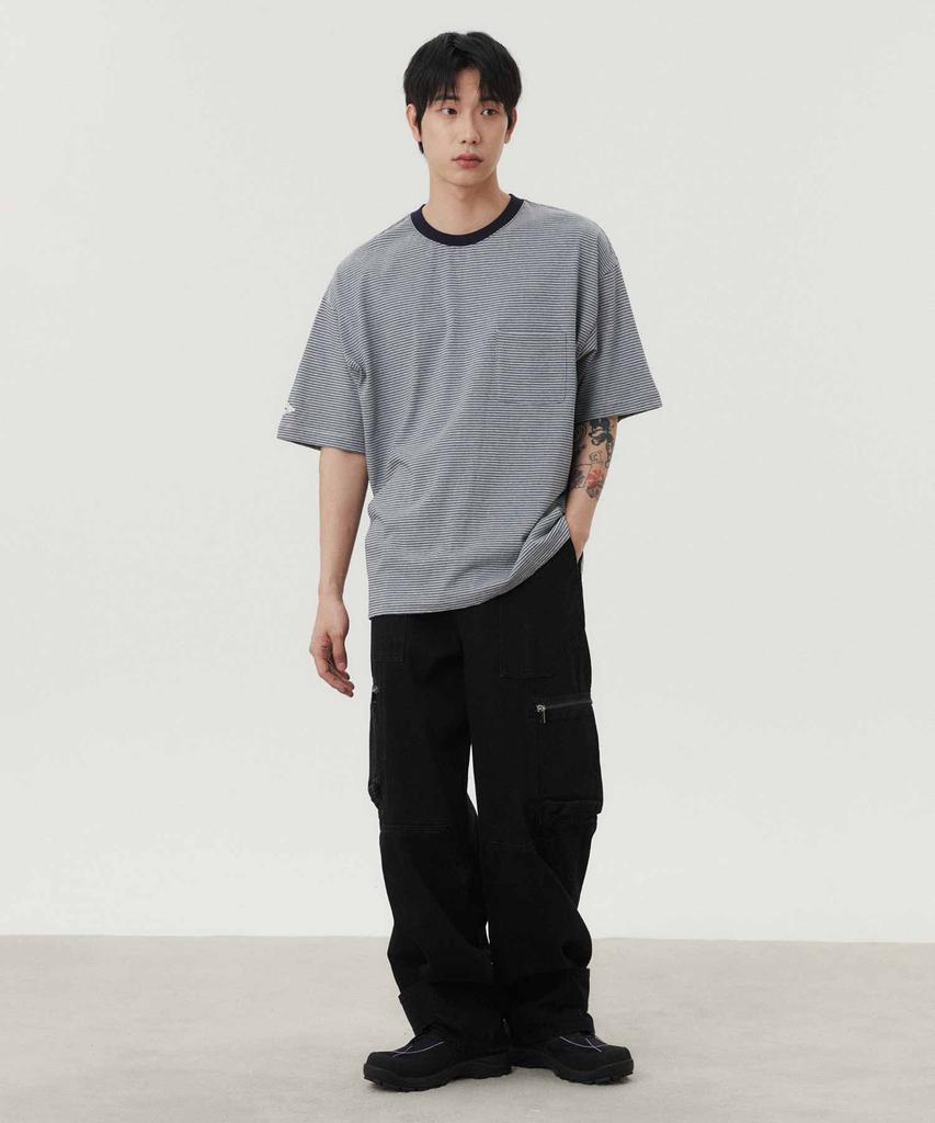 WMC Striped Pocket Short Sleeve T-Shirt_Grey