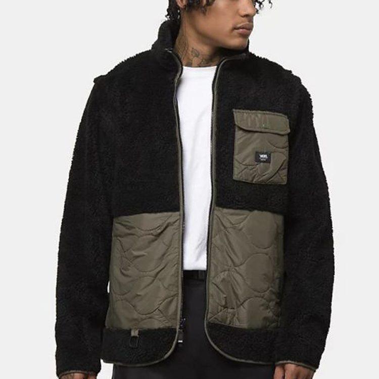 Vans Velvet Jackets Men's Black Stand Collar Moderate VN0A4RQFZHP