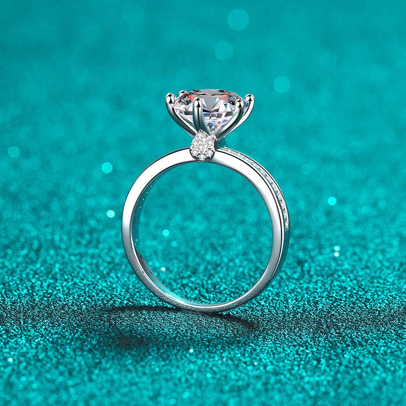 Hot Sales Engagement Diamond Ring 3.0ct Circular Moissanite in S925 Sterling Silver Stylish Jewellery Hot Selling
