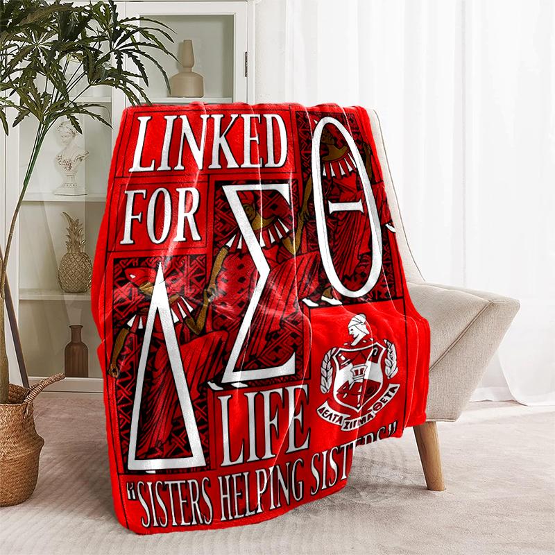 1pc Blanket Delta Sigma Theta logo Print Design, Lightweight Blanket for Sofa, Bed- Soft &Warm, Gift for All Seasons like Christmas, Halloween