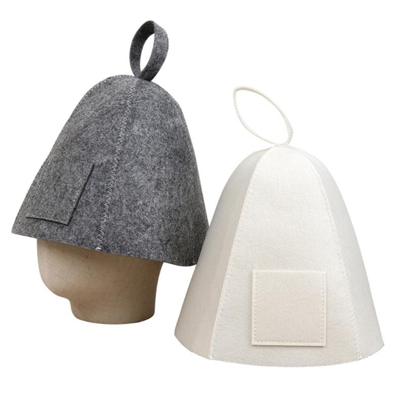 Wool Felt Sauna Set Bath Hat Shower Cap Men Women Protective Hair Cover Bathroom