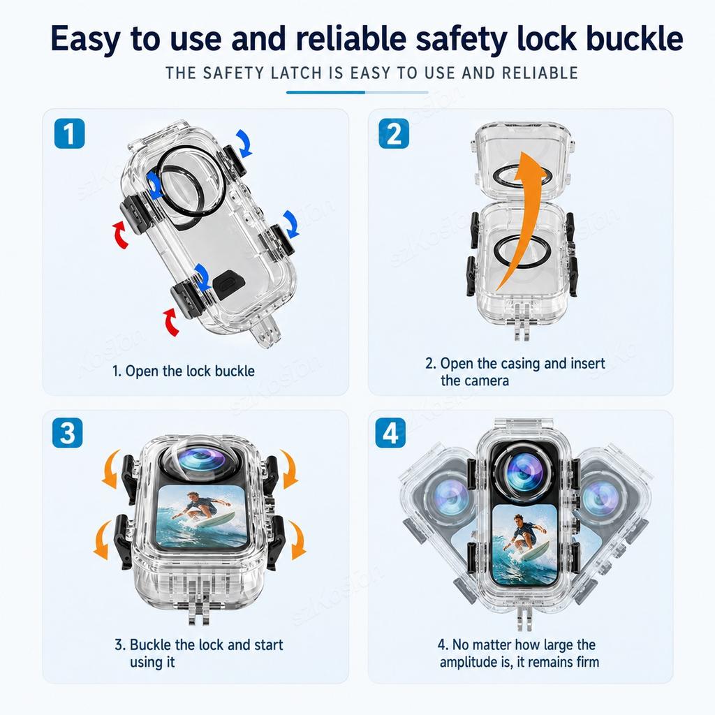 Waterproof Case Dive Housing for Insta360 X6 60m Underwater Protective Shell Anti Fog Clear Lens Sports Camera Accessories