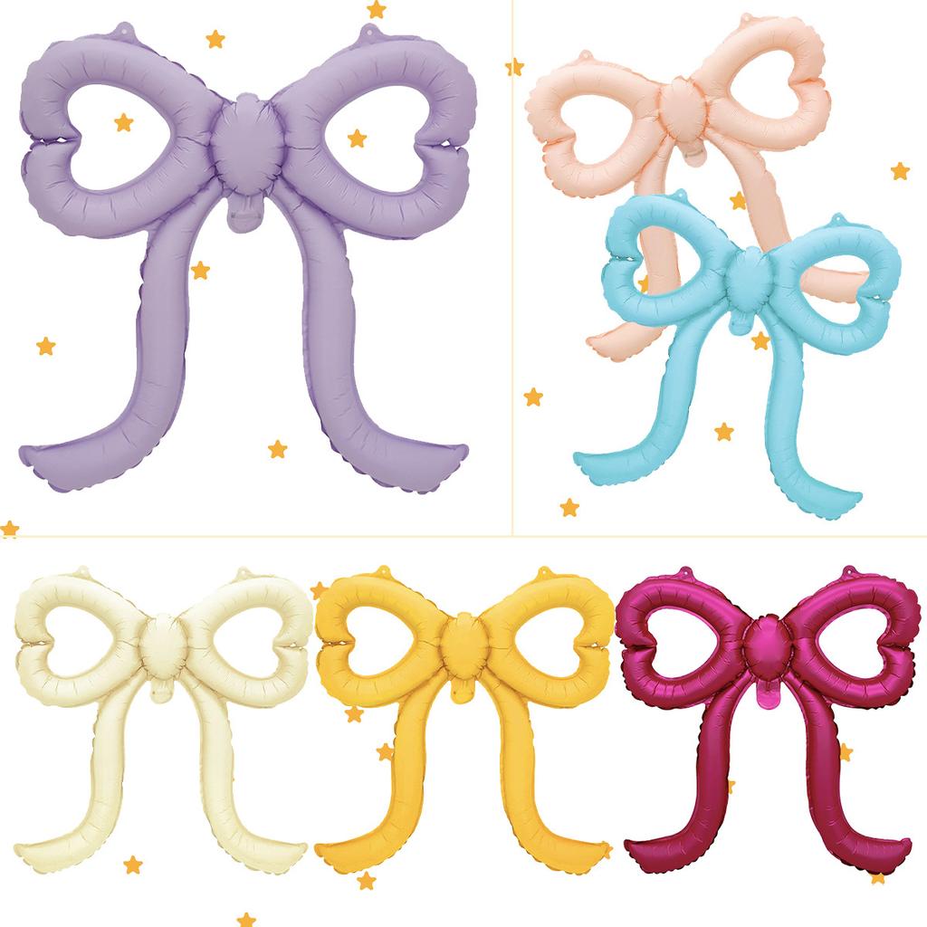 4PC Colorful Cut-Out Bows Balloons Large Pink Bow Party Decorations for Baby Shower Bridal Engagement Wedding Decorat Balloons