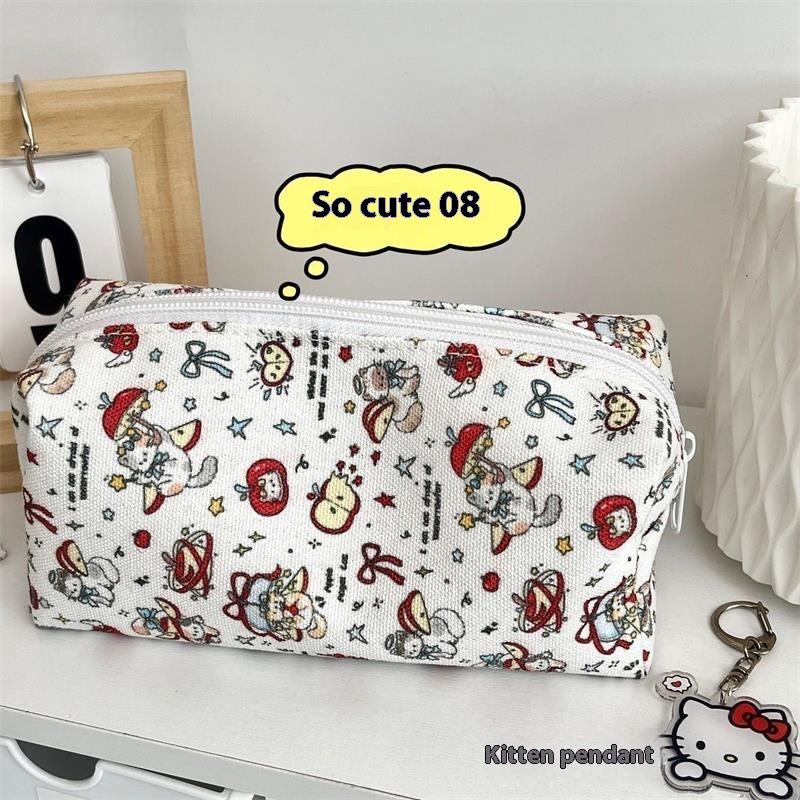 Cute Red Apple Hello Kitty Pencil Case Large Capacity Portable Storage Bag Girly Zipper Stationery Clutch Sweet Makeup Bag Gifts