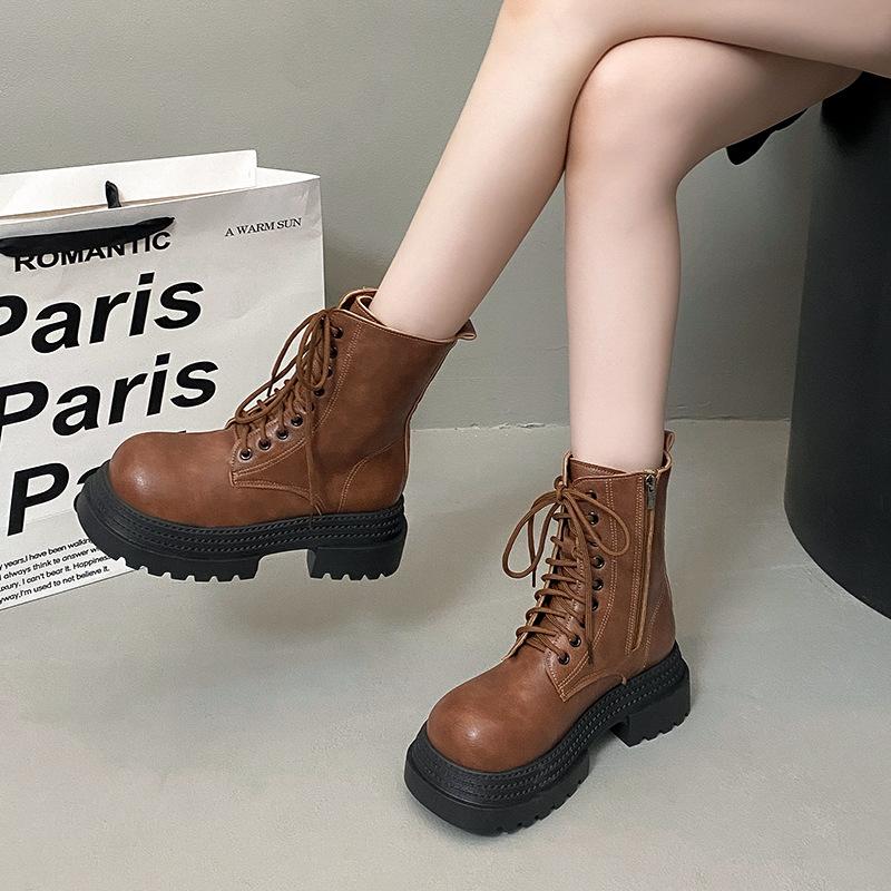 Thin Women's Fashion Not Tired Feet Thick Bottom Heightening Soft Elastic Comfort Shock Absorption Non-slip Casual Sports Martin Boots