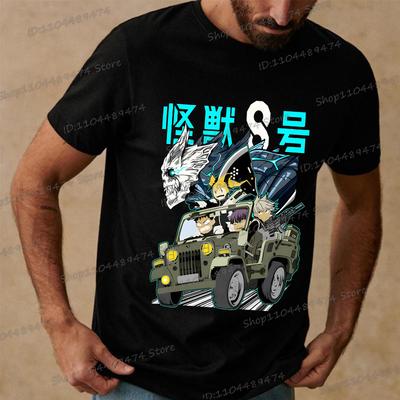 Funny Manga Kaiju No 8 Streetwear Japanese Y2K Anime Men T-shirt Casual Short Sleeve Harajuku Kafka Hibino Men's Clothing Tops