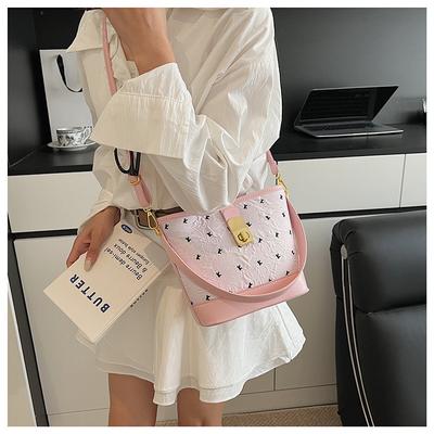 Cartoon-Bär-Print tragbare kleine Tasche Damen 2025 Nischendesign Bucket Bag Schultertasche