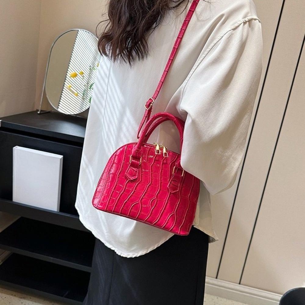 PU Leather Shoulder Bag French Style Women Handbags Vintage Crocodile Pattern Shell Bag  Women