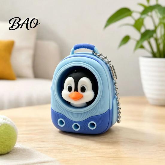 Desktop Stress Reliever Animal Backpack Clicker Fidget Toy, Dog Cat Penguin Parrot Tactile Toy Finger Clicker, Relief Handbag Decorative Accessory