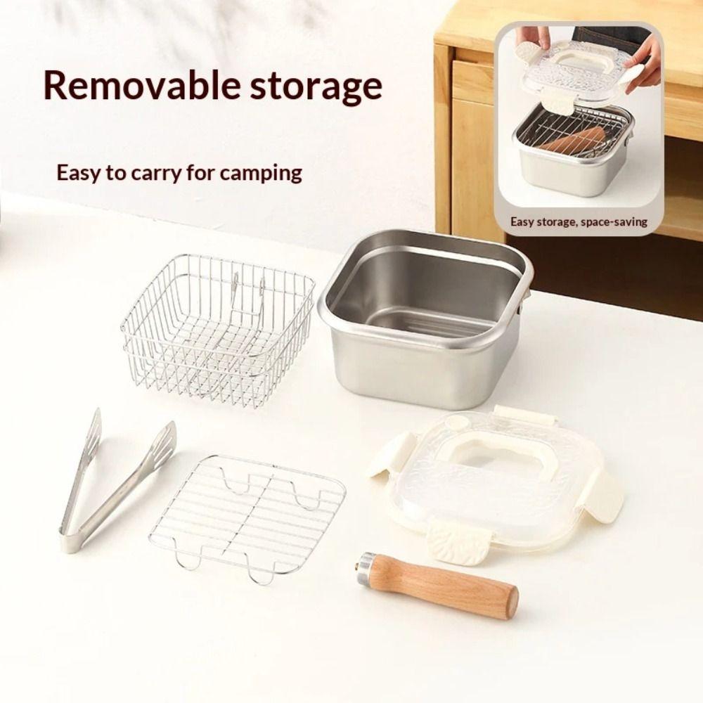 With Basket Multifunctional Deep Fryer Large Capacity Stainless Steel Frying Pan  Household Use