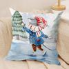 Kids Snowflakes Funny Art Cushion Cover Silky Short Plush Invisible Zipper Dustproof Sofa Pillow Case For Home Decor