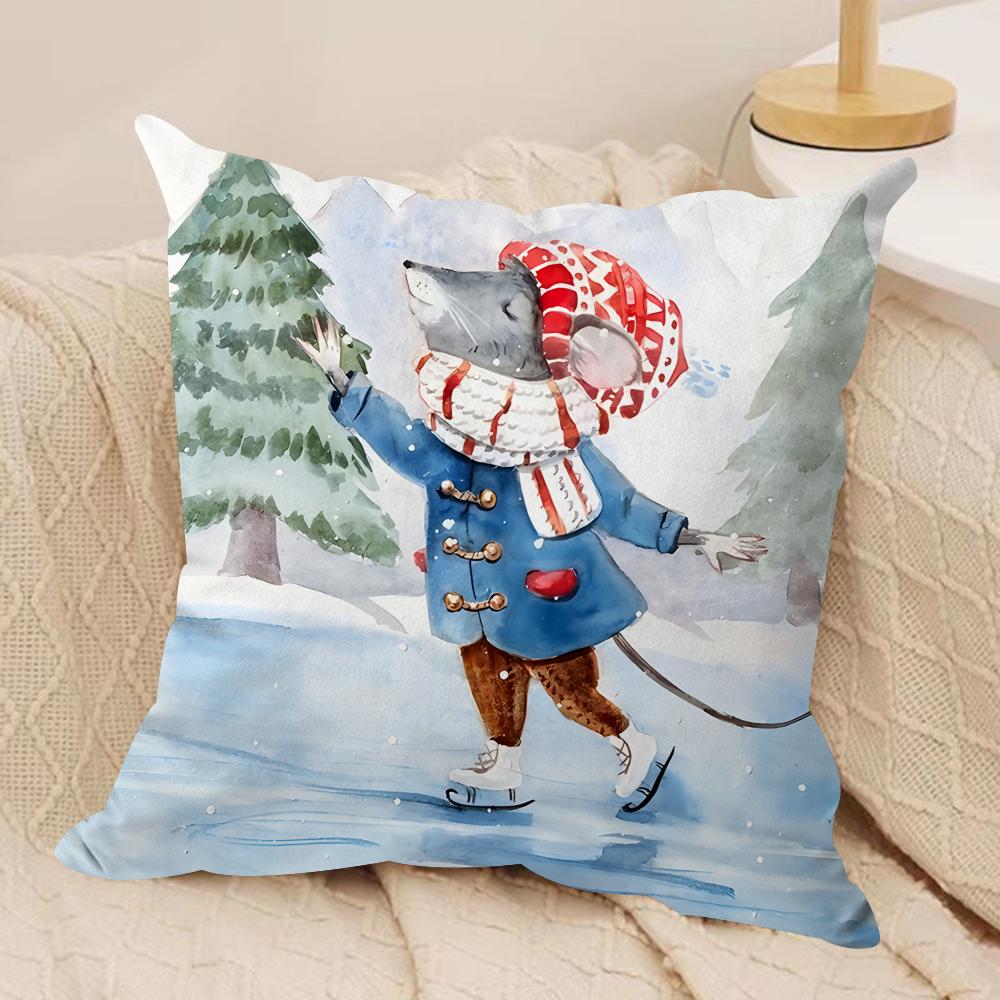 Kids Snowflakes Funny Art Cushion Cover Silky Short Plush Invisible Zipper Dustproof Sofa Pillow Case For Home Decor
