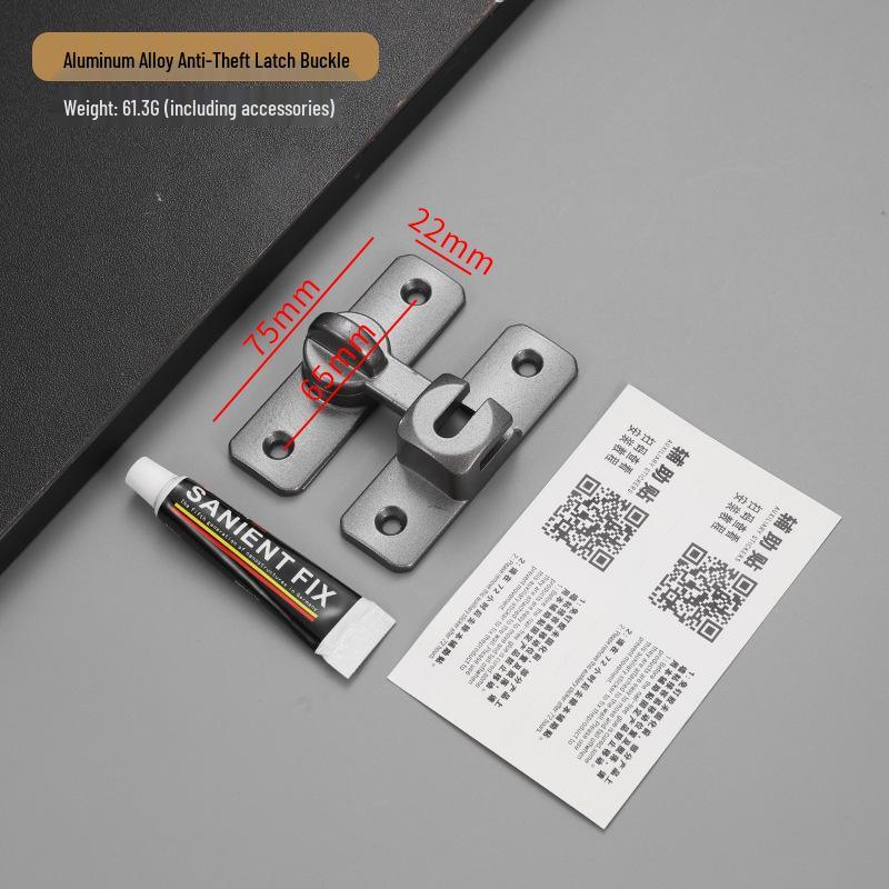 Solid Aluminum Multi-Angle No-Drill Anti-Theft Door Latch Bolt