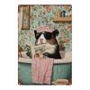 Vintage Metal Tin Sign 8x12, Cute Guinea Pig Bathroom Decor, Retro Farmhouse Wall Art for Home Kitchen Cafe Bar
