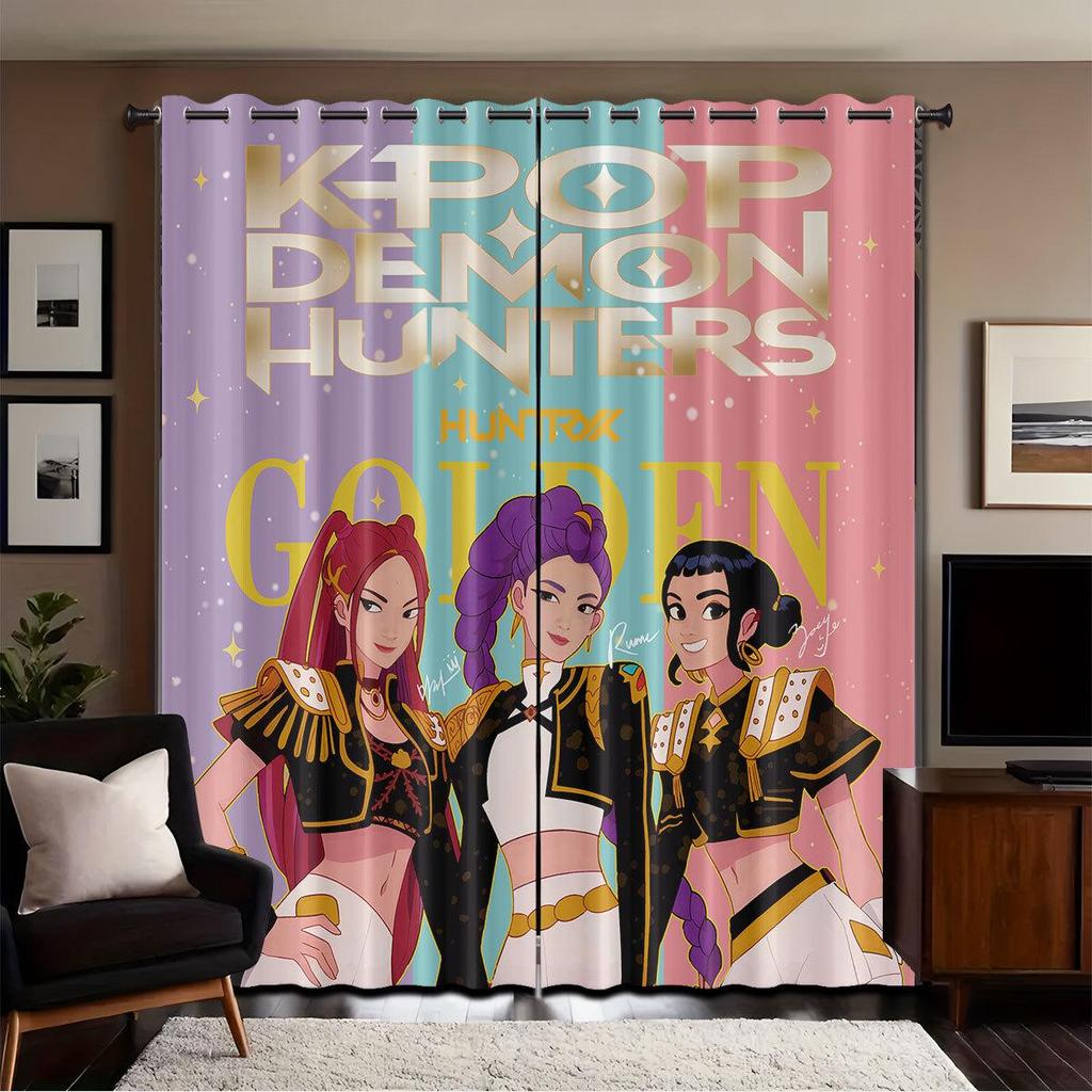 Dämonenjäger 3D Digitaldruck Verdunkelungsvorhänge - Benutzerdefiniertes Foto, Dick, Hochpräziser Sonnenschutz, Sonnenschutz, Grenzüberschreitend