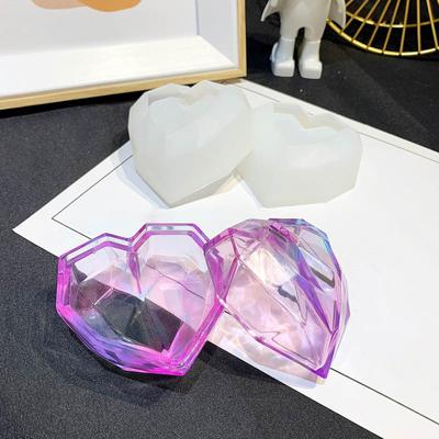 2Pcs/Set Heart Design Box Resin Mold Jewelry Box Mold Plaster Concrete Silicone Mold Cement Container Molds Clay Mold