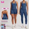 Women's Quick-Dry Seamless Yoga Vest & Shorts Set with Chest Pads
