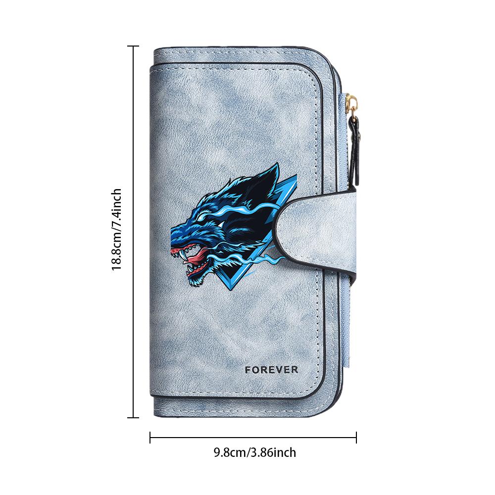 Stylish Cool Wolf Pattern Men Long Wallet Multi Slot Portable Durable Fashion Purse