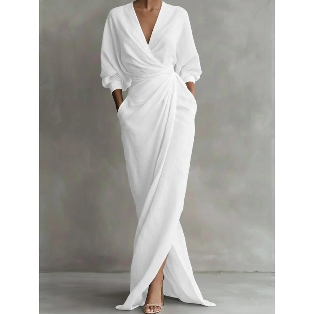 Elegante Maxi wikkeljurk voor dames met lange mouwen