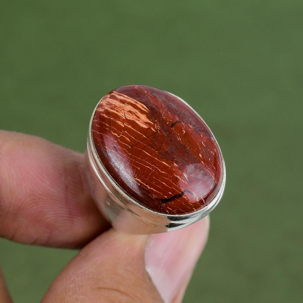 Roter Schlangenhaut-Jaspis Ring 925er Sterling Silber Ring Handgefertigter Ring Antiker Ring Edelstein Silberschmuck Verlobungsgeschenk Erhältlich in Ringgröße
