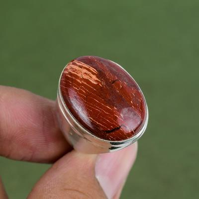 Vörös kígyóbőr jáspis gyűrű 925 sterling ezüst gyűrű Kézzel készített gyűrű Antik gyűrű Drágakő ezüst ékszer Eljegyzési ajándék Elérhető gyűrűméretben