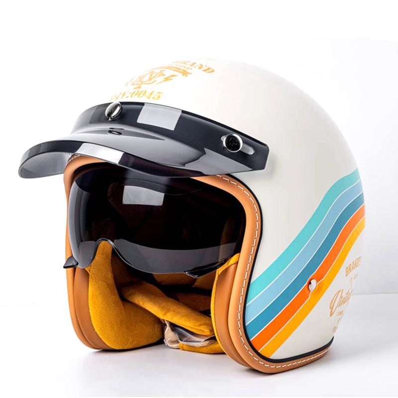 Three-quarters retro helmet motorcycle helmet motorcycle brigade equipped with cruise pedal motorcycle helmet 3/4 helmet visor h