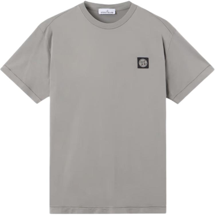 Stone Island Logo Crew Neck Slim Fit Short Sleeve T-Shirt Men Tops Cement K2S152100027S0013-V006B M
