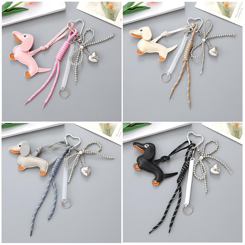 Chaveiro Laço de Miçangas Cachorro Salsicha Criativo Cordão para Celular Pingente Fofo para Mochila Acessórios de Decoração de Bolsa Presentes