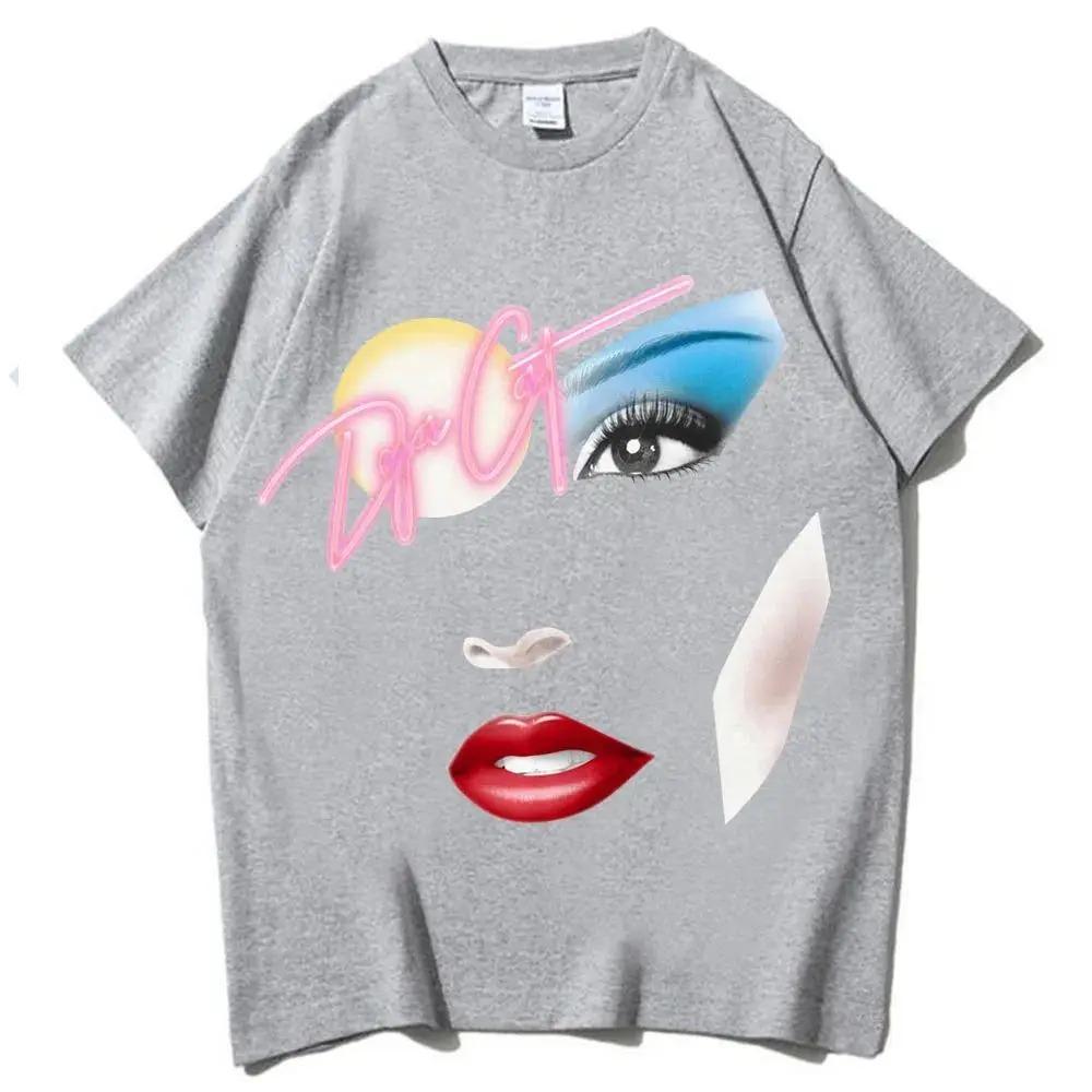 T-shirt Unisex con Stampa Divertente Faccia Mezzitoni Doja Cat Nuova Estiva Girocollo 100% Cotone Moda Stile Harajuku Oversize Casual