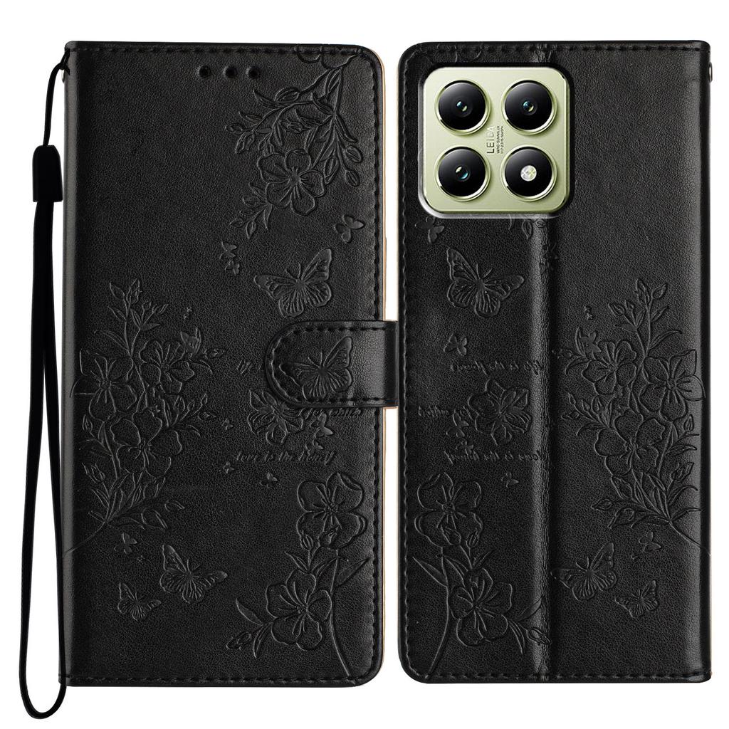 For Xiaomi 14T Wallet Phone Case Butterfly Floral Imprint Leather Flip Cover