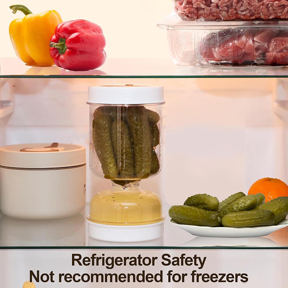 1 Household Dry And Wet Separation Pickle Tank, Suitable For Pickle, Olive, Cucumber, Pepper, Fruit And Vegetable Storage, White