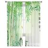 Green Bamboo Butterfly Chinese Style Tulle Sheer Curtains for Living Room Decor Window Curtain for Bedroom Voile Organza Drapes