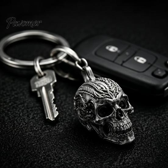 Compact Hanging Accessory 3D Printed Skull Keychain, Detailed Skeleton Key Ring Pendant for Carving Bag Backpack, Spooky Cool Accessory, Halloween