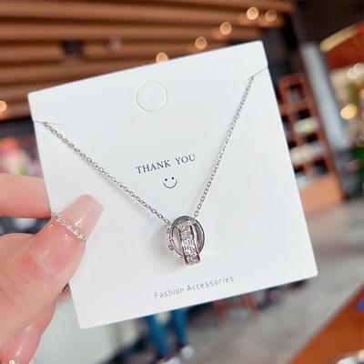Fashion Commuting Workplace Accessories Temperament Roman Double-ring Clavicle Chain Elegant Ladies Titanium Steel Necklace Female Joker Necklace