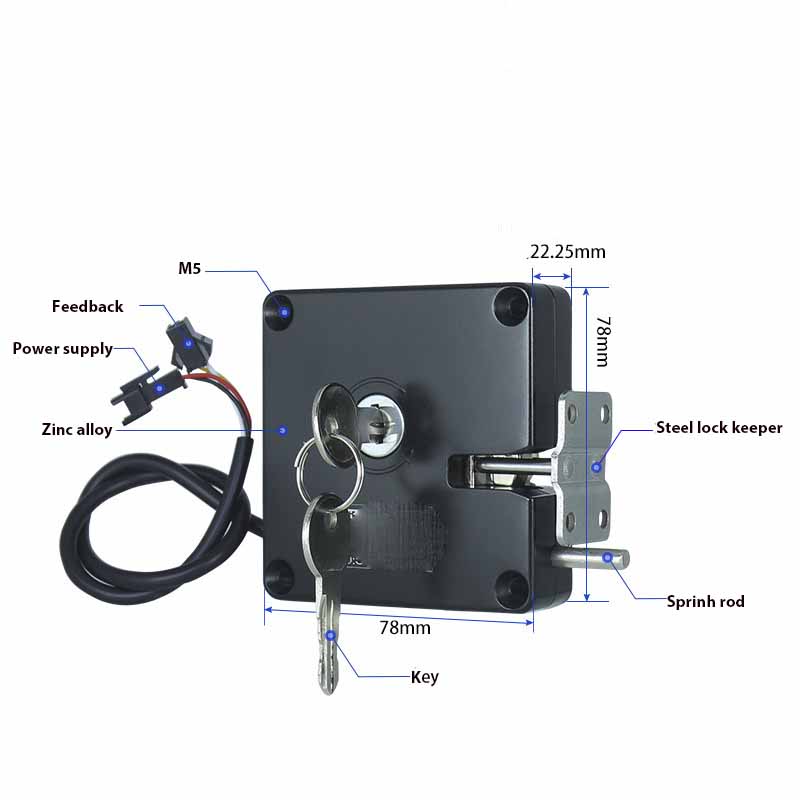 12V 2A Mechanical Key Electromagnetic Lock Cabinet Lock for Luggage Self-Storage Fitness Vending Machine Solenoid Locker