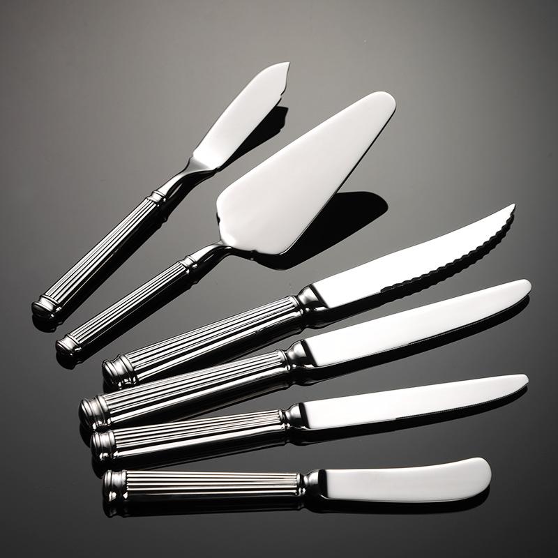 304 Forged Roman Column Hotel Stainless Steel Western Tableware Steak Knife Fork Spoon Cake Shovel Common Spoon Cream