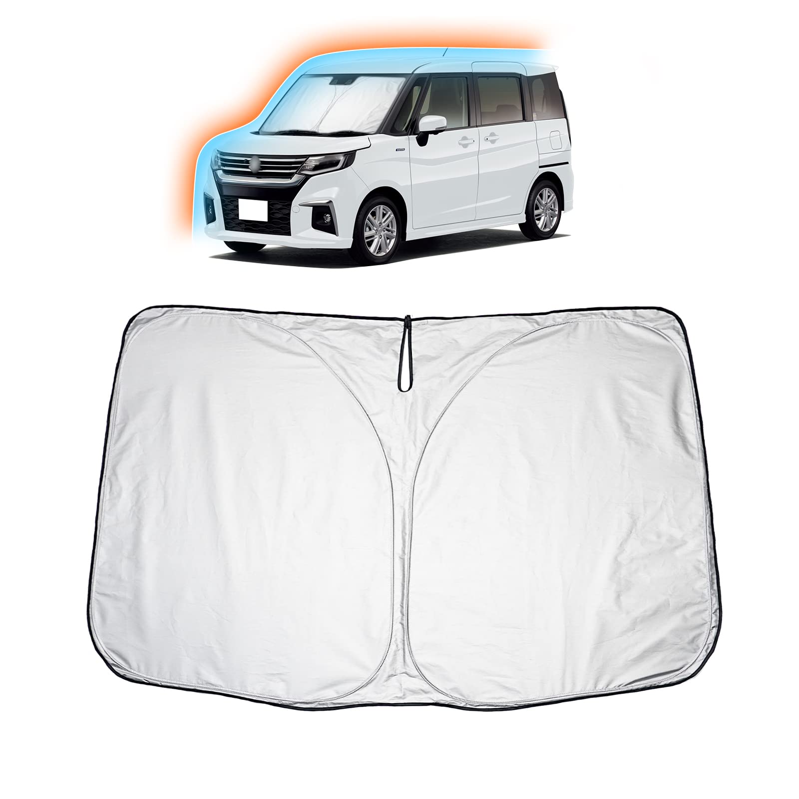 

SKTU Suzuki Solio Sunshade for Sun Heat UV Easy Convenient Durable Velcro Solio Custom Parts (4th Generation) MA27S/MA37S Windshield, Protection, серебряный