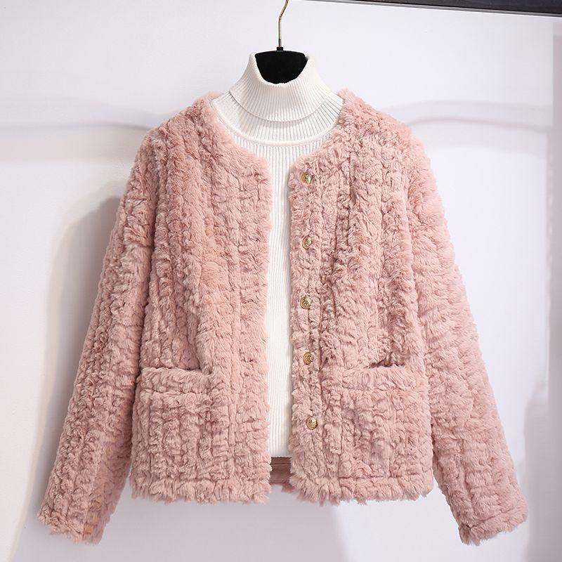 Little Lamb Fur Coat Women's Autumn and Winter Fur One-piece Short Jacket