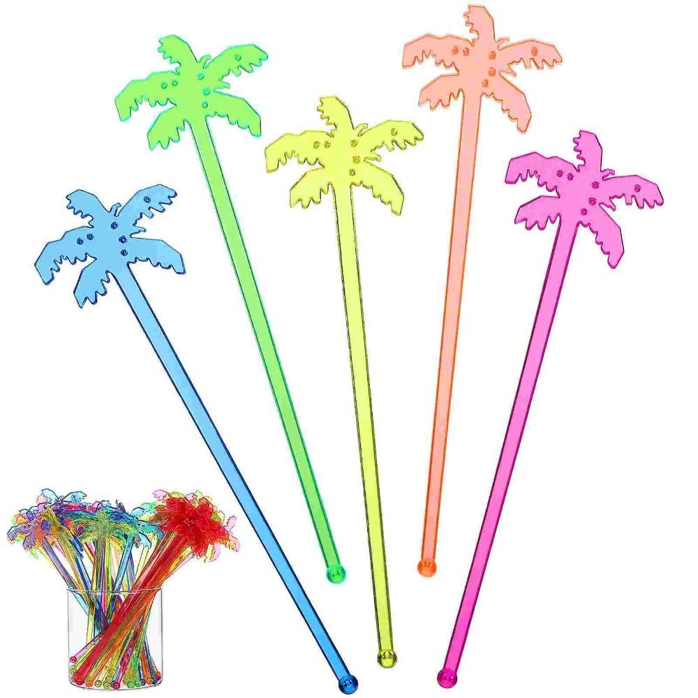 50pcs Plastic Coffee Beverage Stirrer Tropical Summer Juice Drink Stirrers  Party Favors
