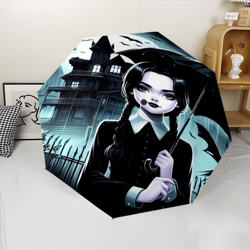 1pc Addams Family Wednesday1 Umbrella, Sun Protection, And UV Shielding. It Has Eight Sturdy Ribs for Outdoor Use And Perfect Gift