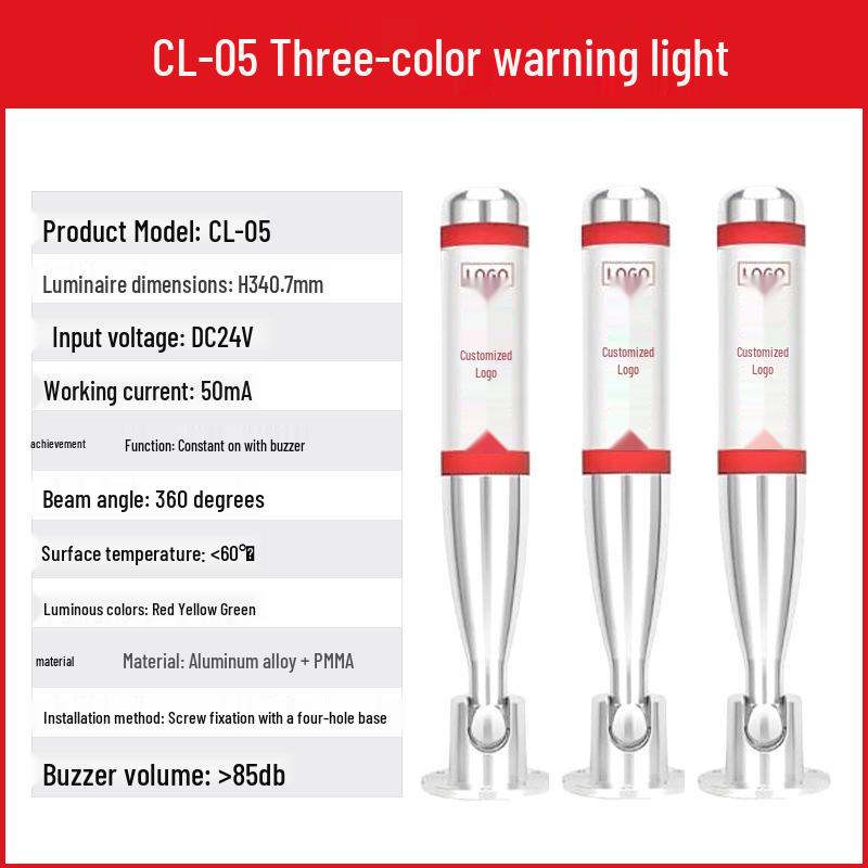 Multi-Tier LED Signal Tower with Foldable 24V Audible and Visual Alarm