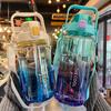 1.5/2 Liter Water Bottle Portable Plastic Sports Bottle With Straw Strap Large Tumbler Gym Travel Juice Drinking Bottle BPA Free