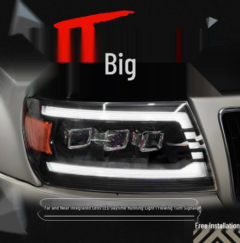 Compatible with 1999-2004 Jeep Grand Cherokee LED Projector Headlights with Daytime Running Lights