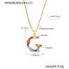 Colorful Zircon Alphabet Pendant Necklace - Hip-Hop Style