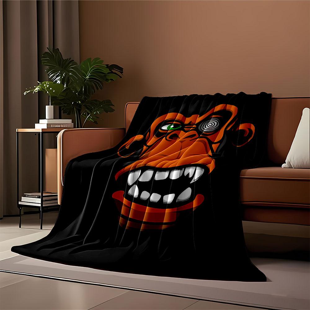 Funky Monkey Face Graphic for all seasons blanket lunch break throw gift