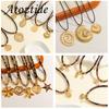 Atoztide Exaggerated Shell Conch Flower Pendant Necklace for Women Trendy Leopard-Print Necklace Stainless Steel Jewelry Gift