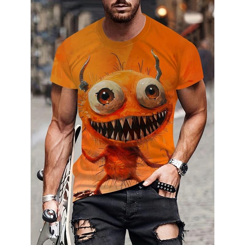 Summer Round Neck 3D Print Funny Animal Pattern Top Fashionable Casual Short Sleeved Men's T-shirts