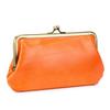 New European and American Retro Clip Bag, Simple Leather, Long Clutch Bag, Wallet, Clutch Mouth, Gold Storage Bag, Large Capacity